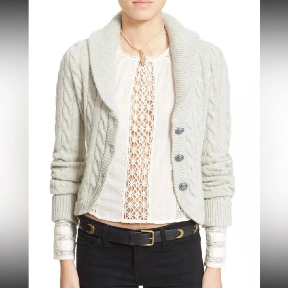 Free People OB461242 burgundy Heat Viceroy Short Shawl Collar Fitted Cardigan M
